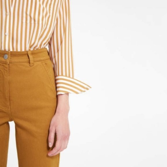 Everlane The Straight Leg Crop High Waist Pants - Ochre Mustard Yellow 6S - Picture 3 of 9